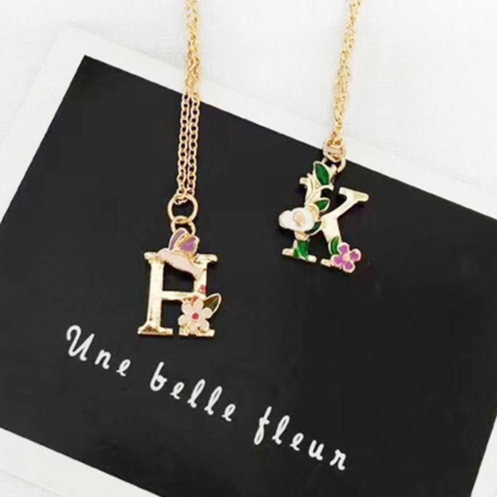 Flowery Letter Necklace